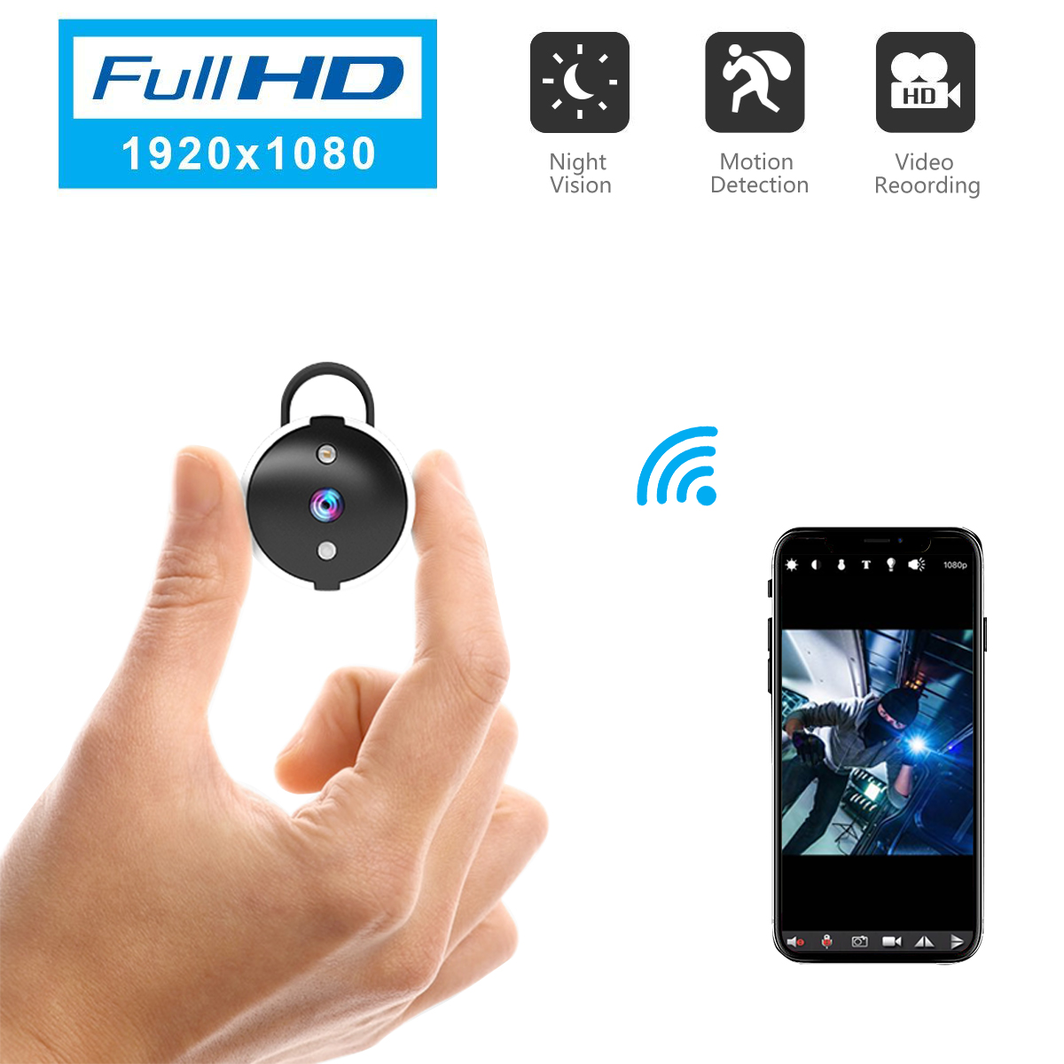 Spy Camera Wireless Hidden Security Camera Mini Portable Wi-Fi Cam HD 1080P Covert Secret Nanny Cameras for Home, Office Monitor Video Recorder Live Streaming via Android/iOS APP