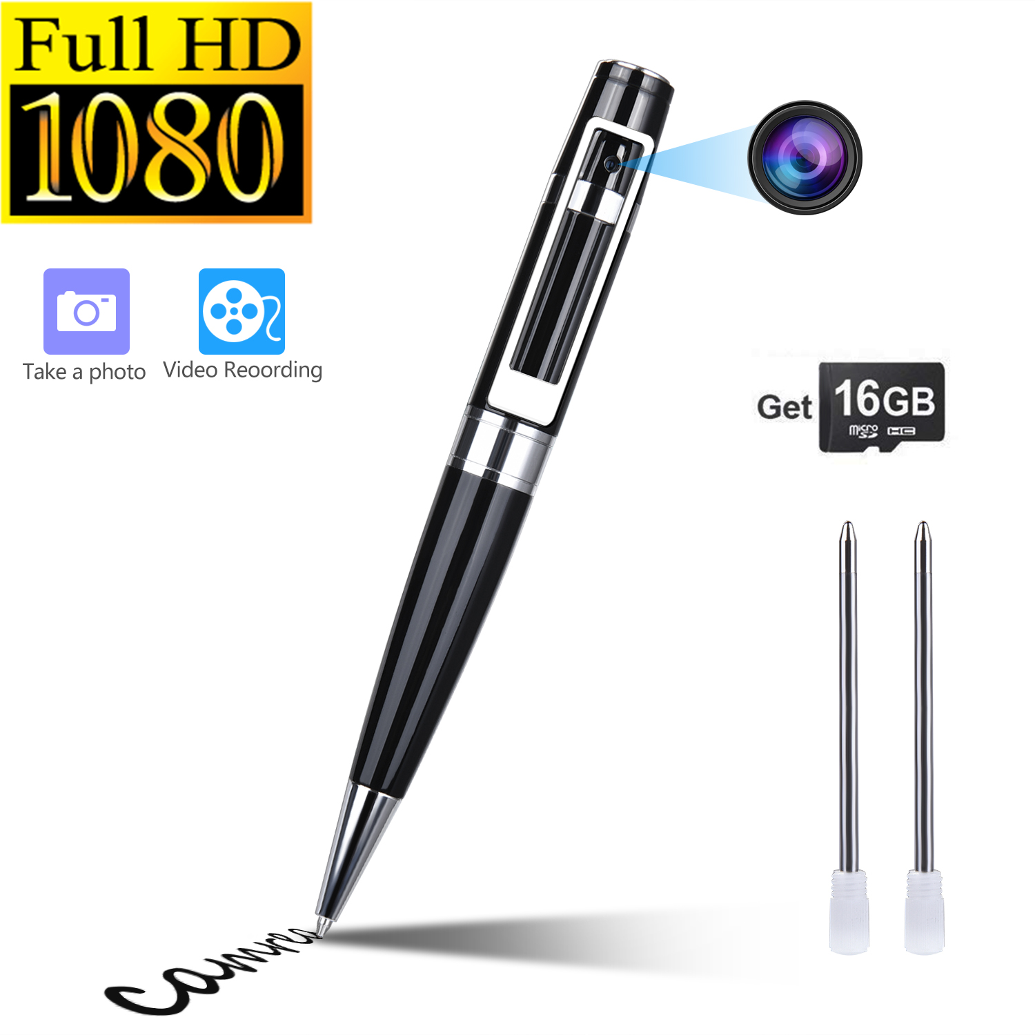Mini 1080P 30FPS FHD Spy DVR Hidden Camera Pen USB Audio Video Recorder for Gift
