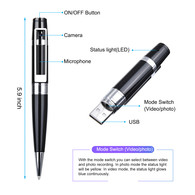 Spy Camera Pen Hidden Cameras Portable Video Recorder Mini DVR Meeting Pens Body Cam Built-in 16G Micro SD Card