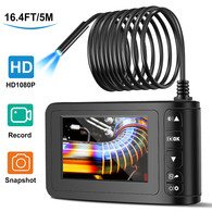 Industrial Endoscope with 4.3 inch LCD Color Screen 2MP Snake Camera 8mm Borescope Camera HD 1080P Waterproof Inspection Cameras with 6 Adjustable LED Lights (5m/16.4ft)